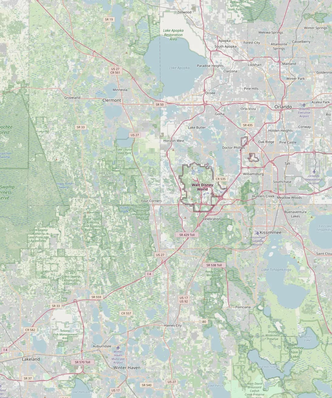 Map of Central Florida showing the cities Empire Clean serves, from Apopka and Orlando to Clermont, Kissimmee, Lakeland and Winter Haven