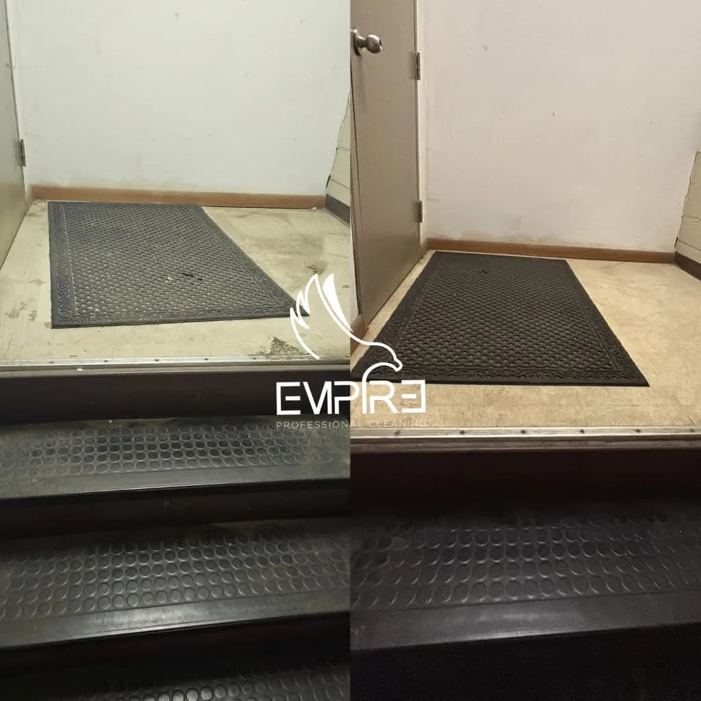 Before and after entry mat and step cleaning by Empire Clean