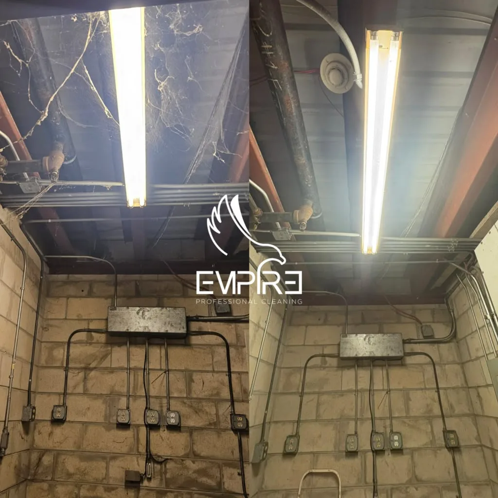 Before and after mechanical room cleaning by Empire