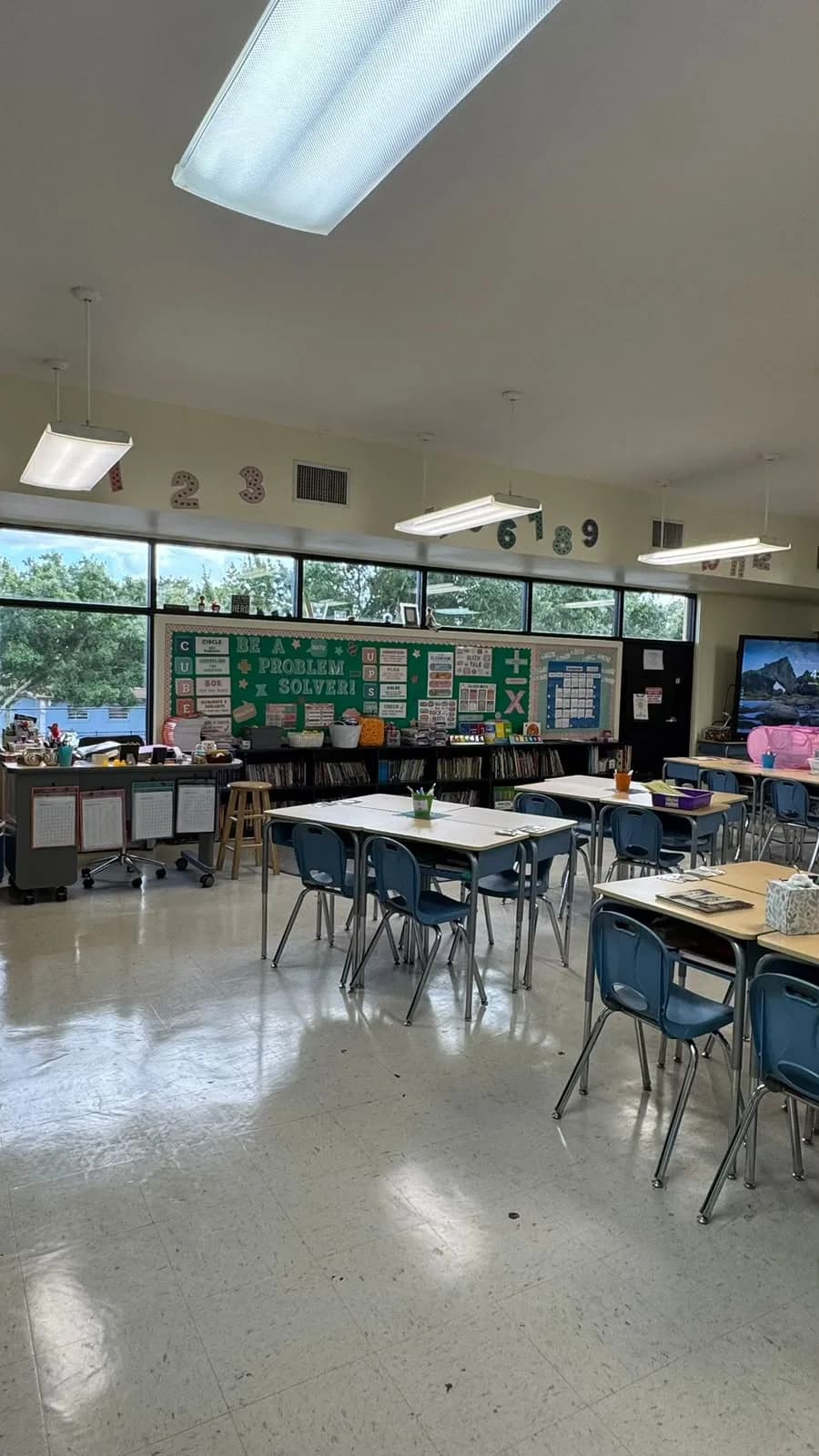 Clean classroom floor at a private school