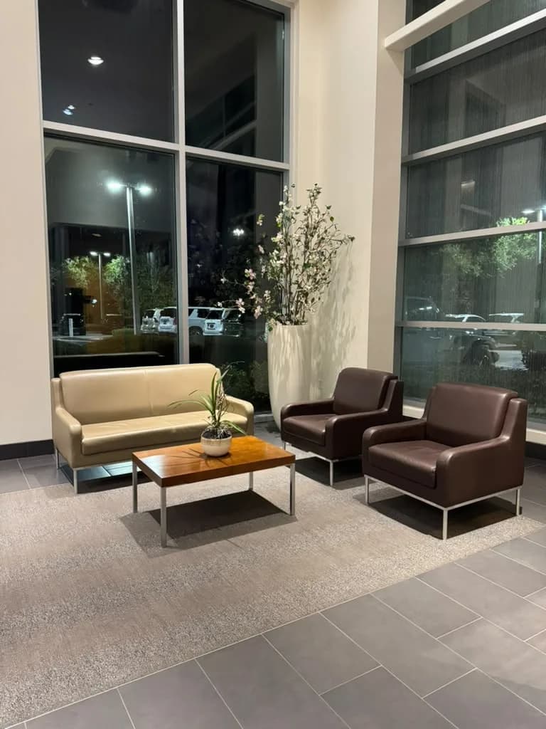 Clean dealership customer lounge