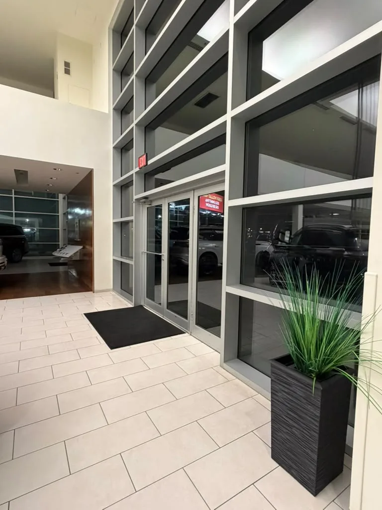 Clean dealership entrance and lobby
